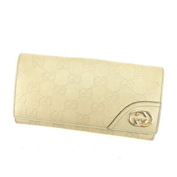 Gucci long Wallet Interlocking GG motif Guccissima beige leather - Picture 1 of 6